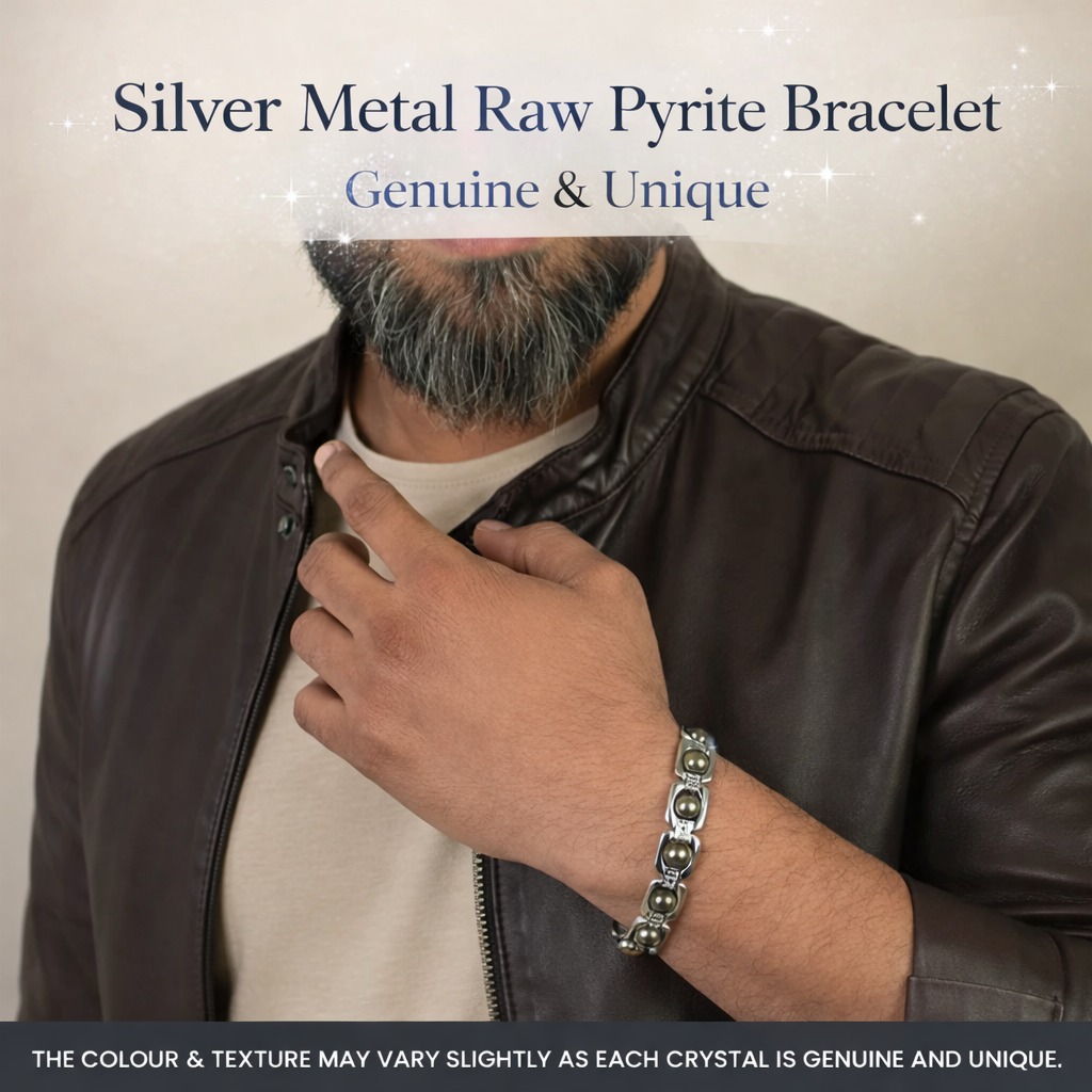 Metal Raw Pyrite Bracelet - Sliver