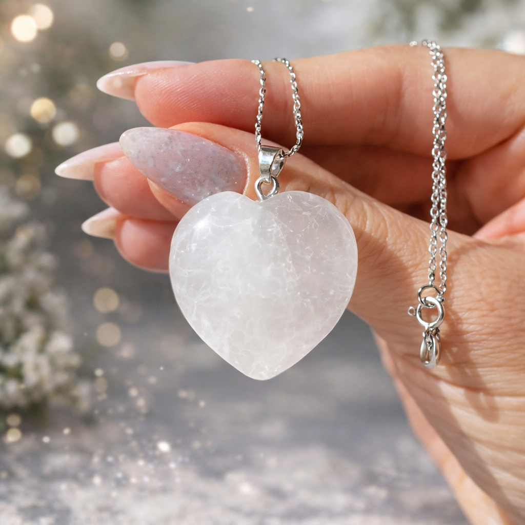 Clear Quartz Heart Pendant Necklace