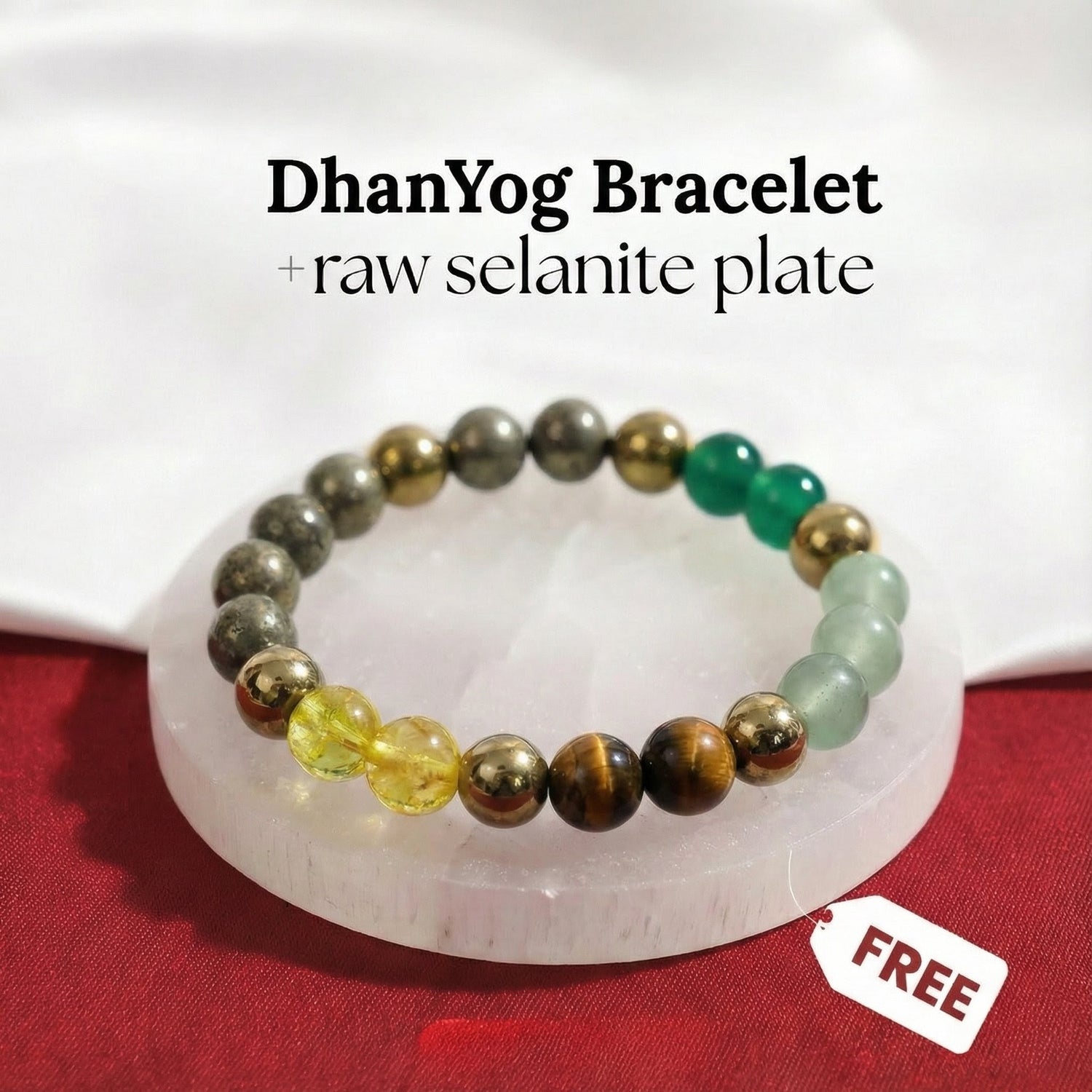 DhanYog Bracelet with FREE Raw Selanite Plate