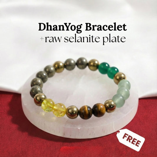 DhanYog Bracelet with FREE Raw Selanite Plate