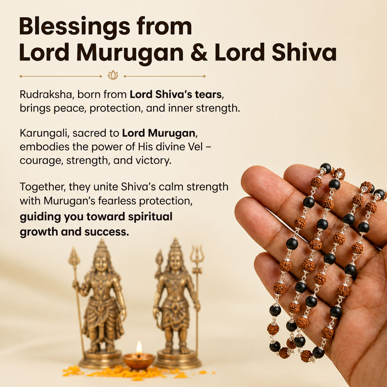 Divya Raksha Rudraksha & Karungali Mala with Silver Capping