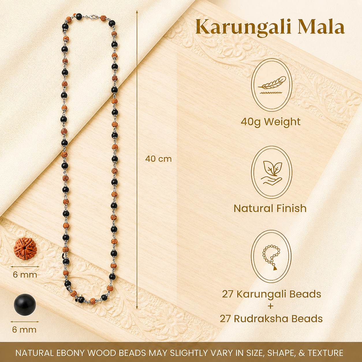 Divya Raksha Rudraksha & Karungali Mala with Silver Capping