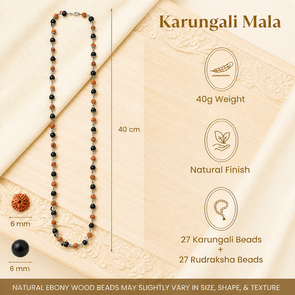 Divya Raksha Rudraksha & Karungali Mala with Silver Capping