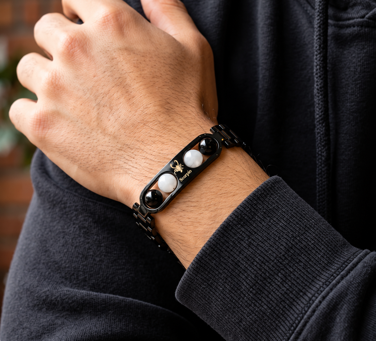 Scorpio Zodiac Metal Bracelet with Free Raw Selenite Plate