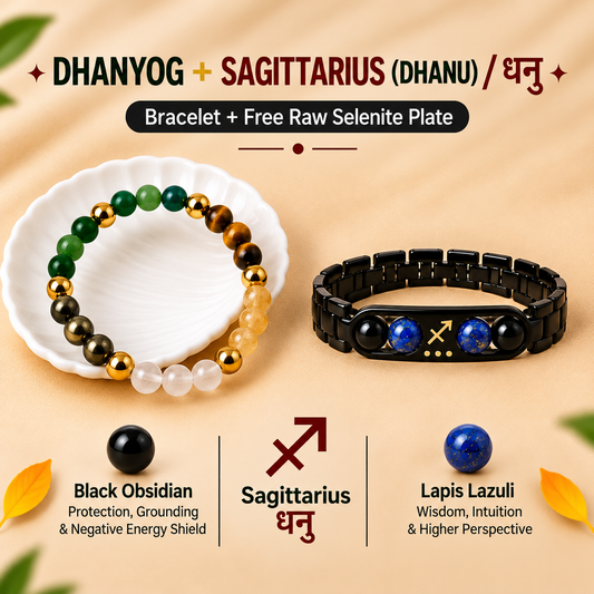 Sagittarius (धनु राशि) Zodiac & DhanYog Combo Bracelet