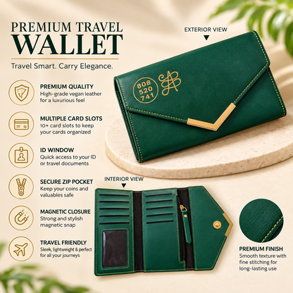 Premium Green Travel Wallet for Men & Women
