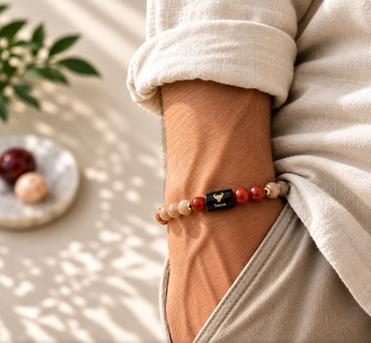 Taurus/Vrishabh Rashi Zodiac (Sunstone & Carnelian Bracelet)
