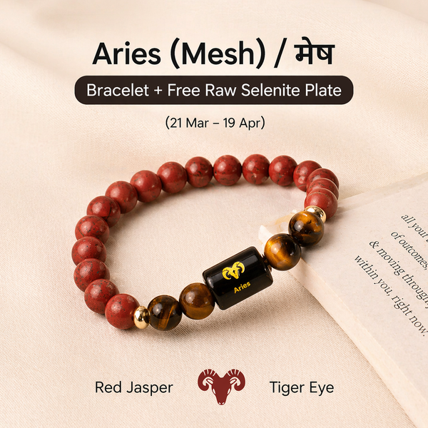 Aries (मेष राशि) Zodiac Red Jasper & Tiger Eye Bracelet