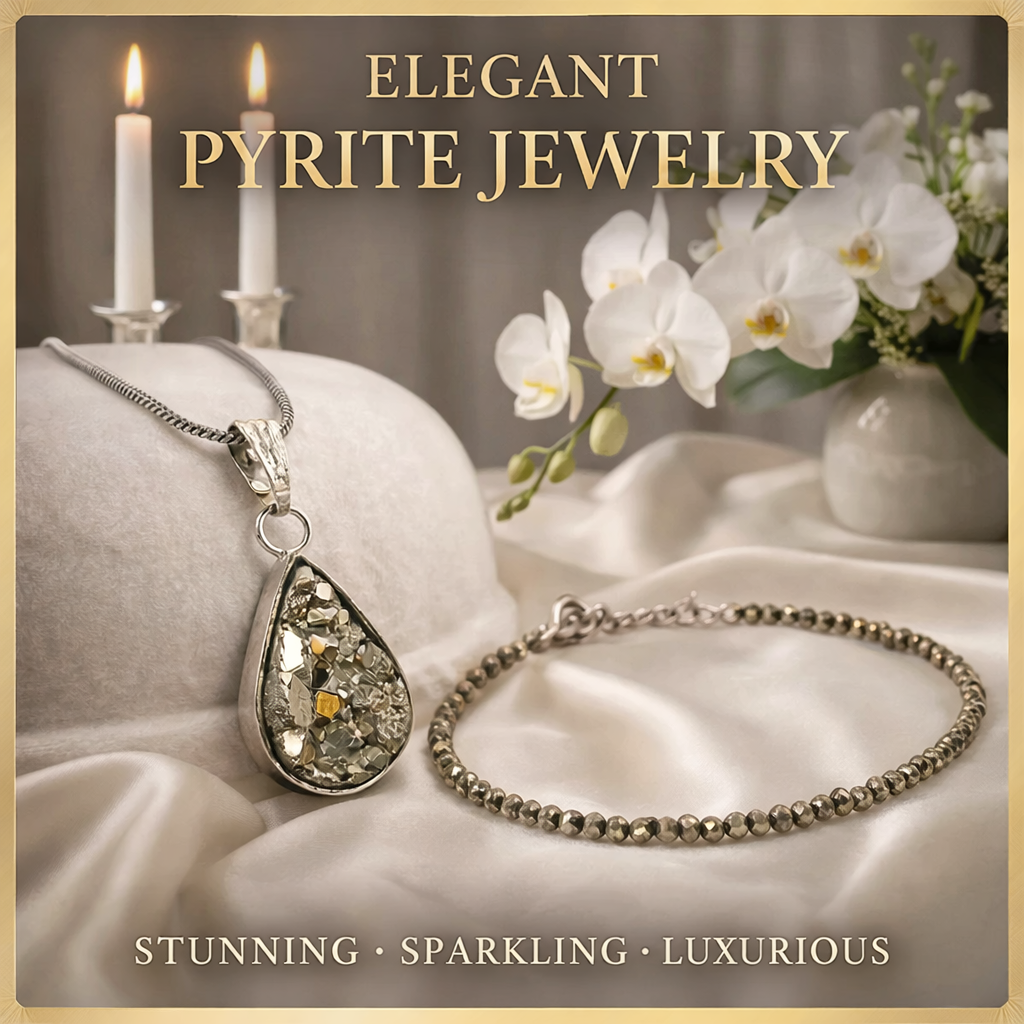 Pyrite "Money Stone" crystal set designed as a manifestation gift for women.