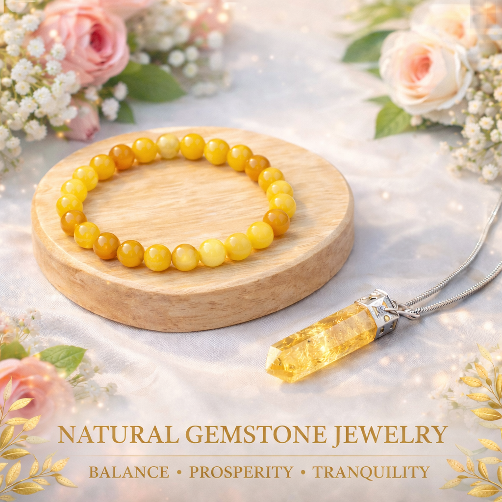 Two natural Yellow Aventurine beaded bracelets for couples, designed to boost confidence and shared success.