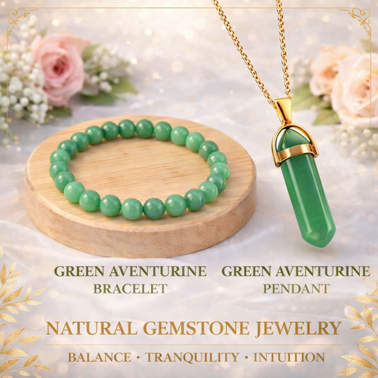 A pair of natural Green Aventurine beaded bracelets designed as a matching set for couples to attract luck and harmony.