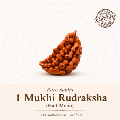 Rare Siddhi 1 Mukhi Rudraksha (Half Moon)