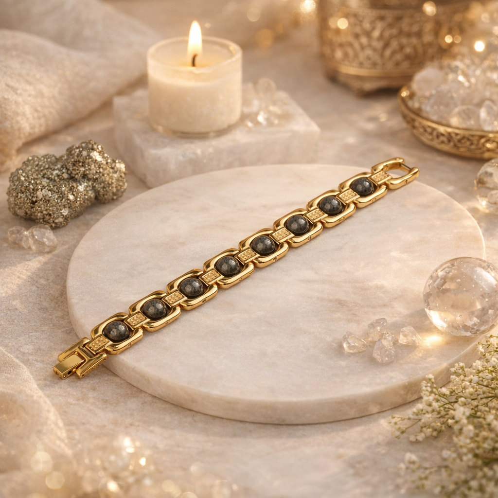 Metal Raw Pyrite Bracelet - Gold