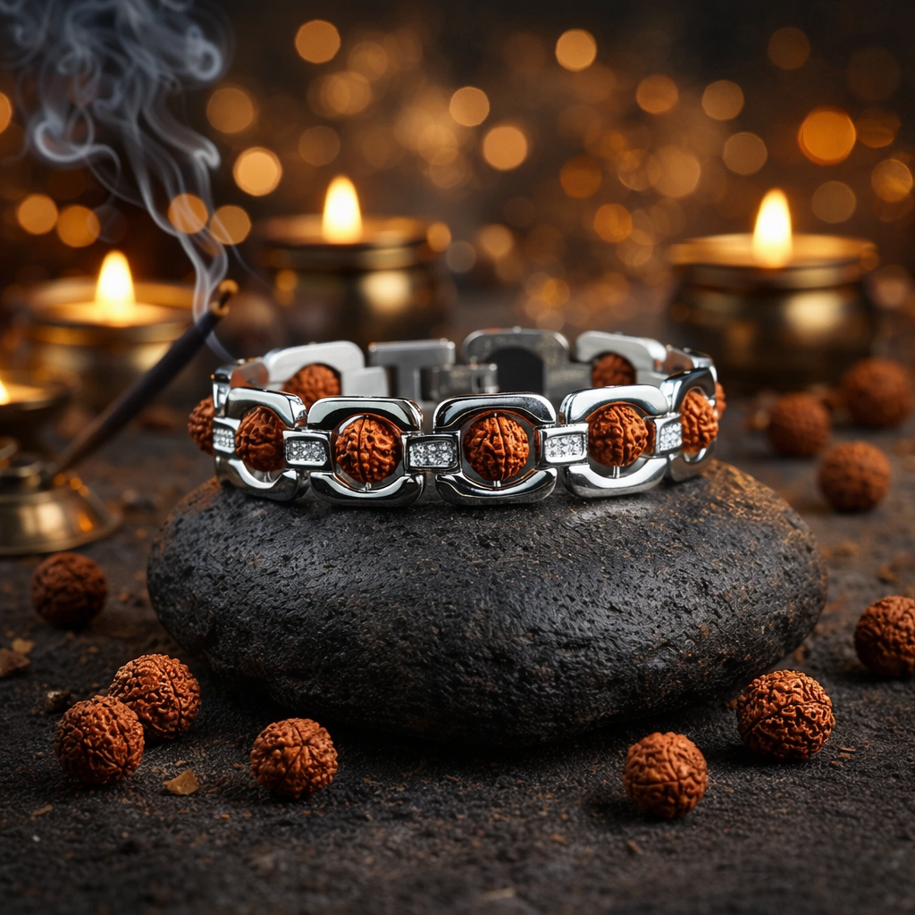Silver Plated Rudraksha Bracelet