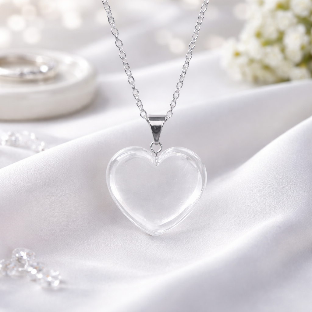 Clear Quartz Heart Pendant Necklace