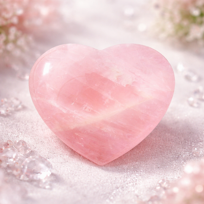 Natural Rose Quartz Heart Shaped Crystal Stone