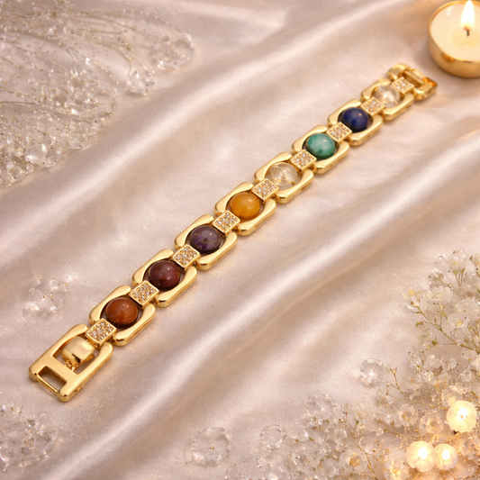 7 Chakra Gold Plated Bracelet