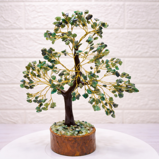 Natural Green Jade gemstone healing tree for attracting steady wealth, good health, and long-term prosperity.