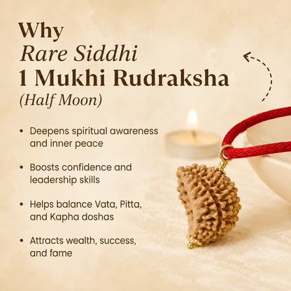 Rare Siddhi 1 Mukhi Rudraksha (Half Moon)