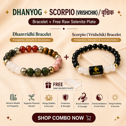 Scorpio (वृश्चिक राशि) Zodiac & DhanVriddhi Combo Bracelet