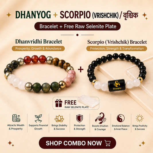 Scorpio (वृश्चिक राशि) Zodiac & DhanVriddhi Combo Bracelet