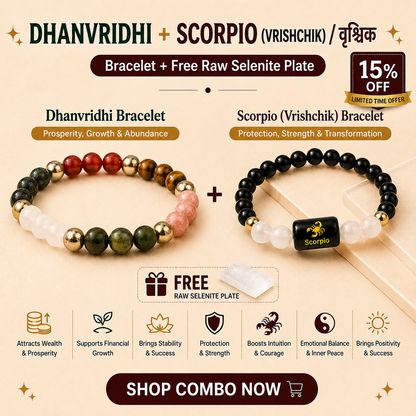 Scorpio (वृश्चिक राशि) Zodiac & DhanVriddhi Combo Bracelet