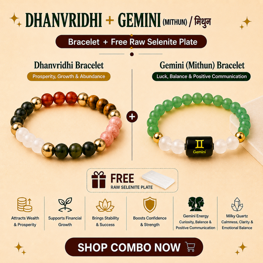 Gemini (मिथुन राशि) Zodiac & DhanVriddhi Combo Bracelet