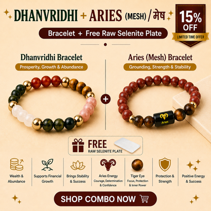 Aries (मेष राशि) Zodiac & DhanVriddhi Combo Bracelet