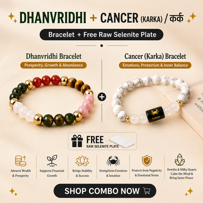 Cancer (कर्क राशि) Zodiac & DhanVriddhi Combo Bracelet