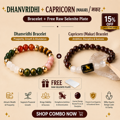 Capricorn (मकर राशि) Zodiac & DhanVriddhi Combo Bracelet