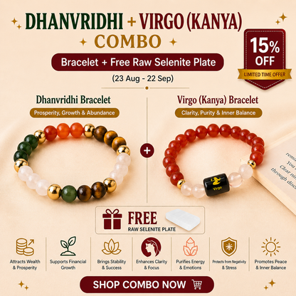 Virgo(कन्या राशि) Zodiac & DhanVriddhi Combo Bracelet