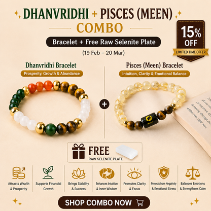 Pisces (मीन राशि) Zodiac & DhanVriddhi Combo Bracelet