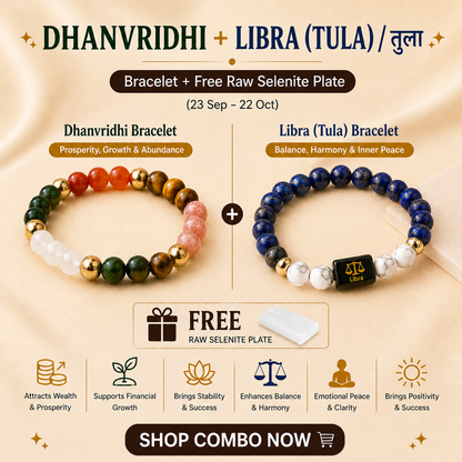 Libra (तुला राशि) Zodiac & DhanVriddhi Combo Bracelet