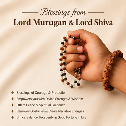 Divya Raksha Rudraksha & Karungali Mala with FREE 7 Mukhi Rudraksha Bracelet