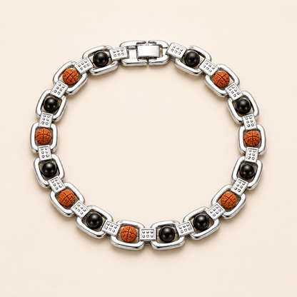 Metal Ruduraksha And Karungali Bracelet - silver