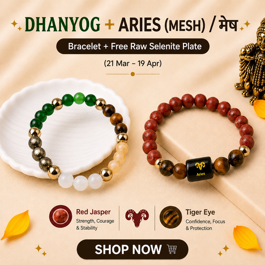 Aries (मेष राशि) Zodiac & DhanYog Eye Bracelet