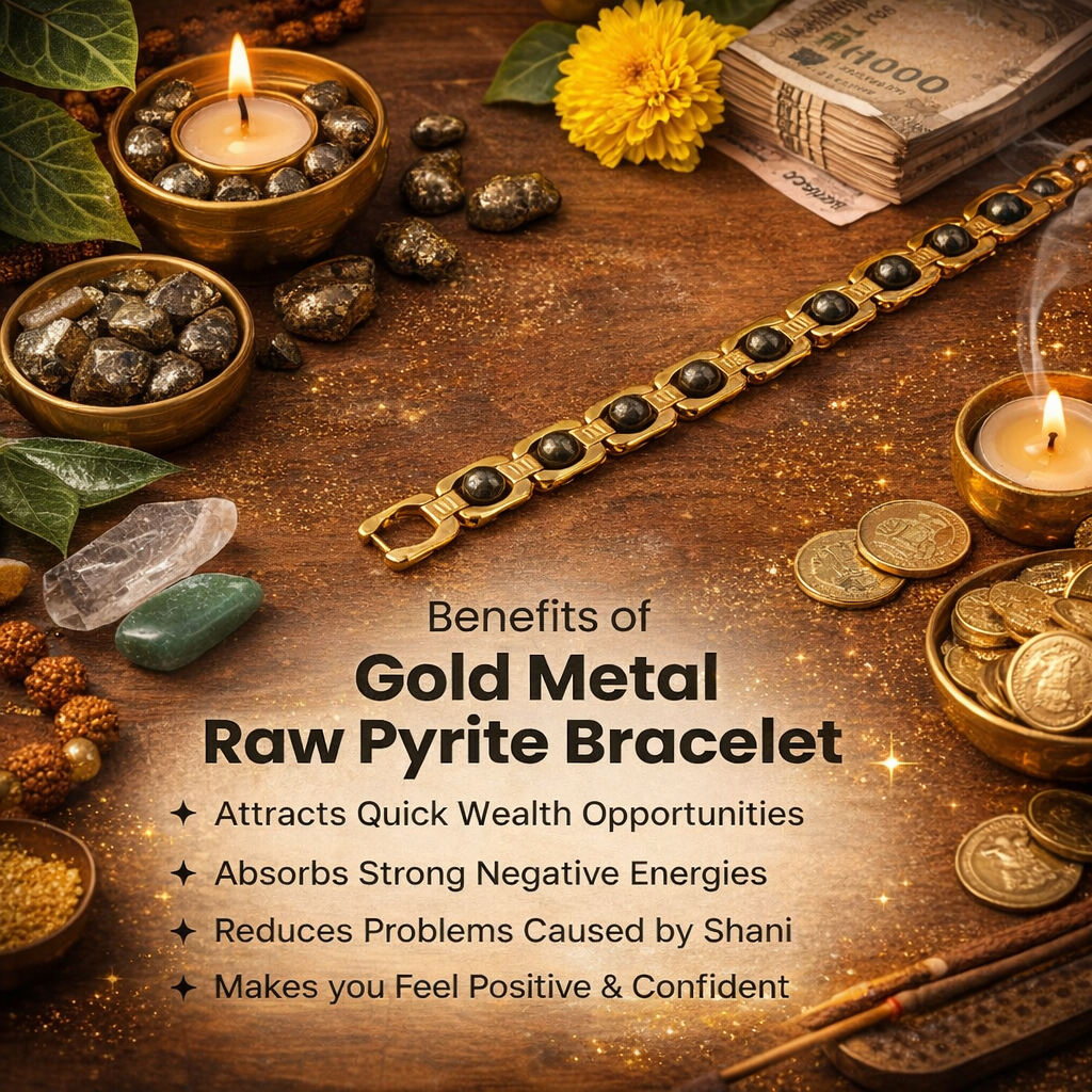Metal Raw Pyrite Bracelet - Gold