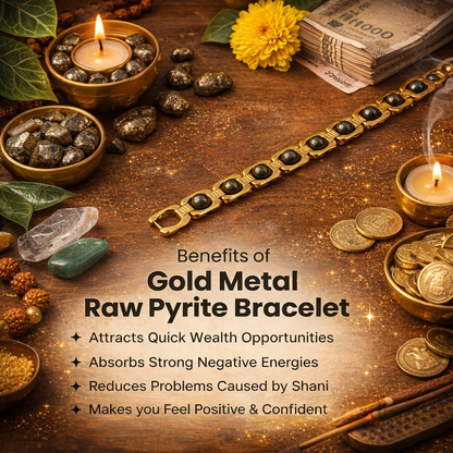 Metal Raw Pyrite Bracelet - Gold