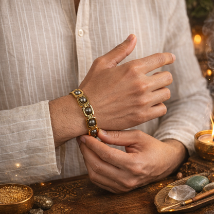Metal Raw Pyrite Bracelet - Gold