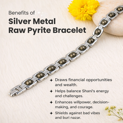 Metal Raw Pyrite Bracelet - Sliver