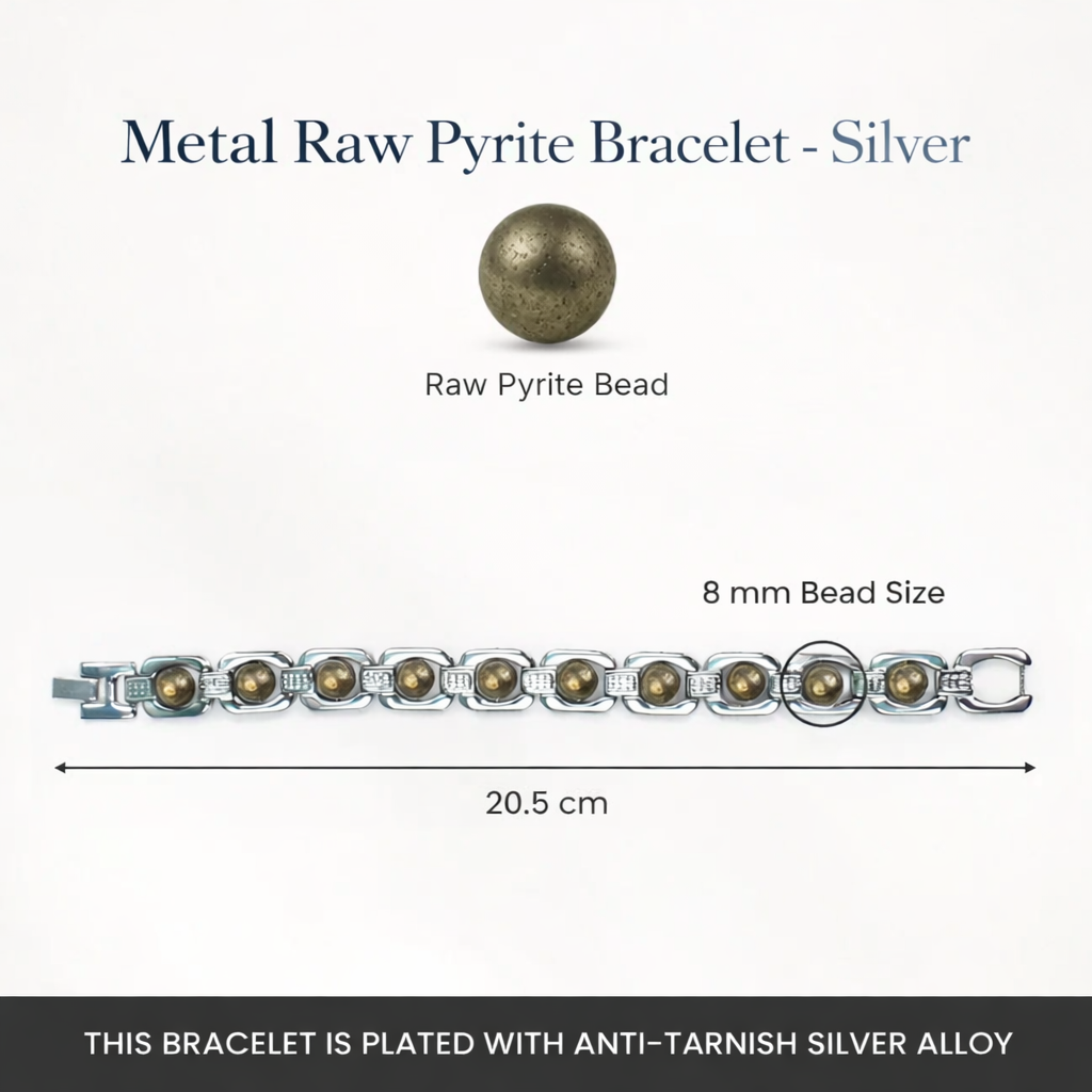 Metal Raw Pyrite Bracelet - Sliver
