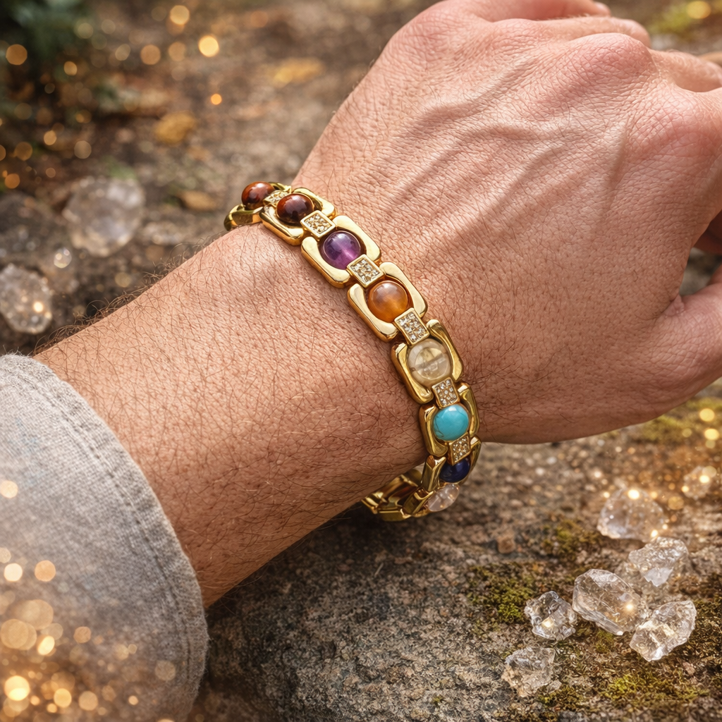 7 Chakra Gold Plated Bracelet