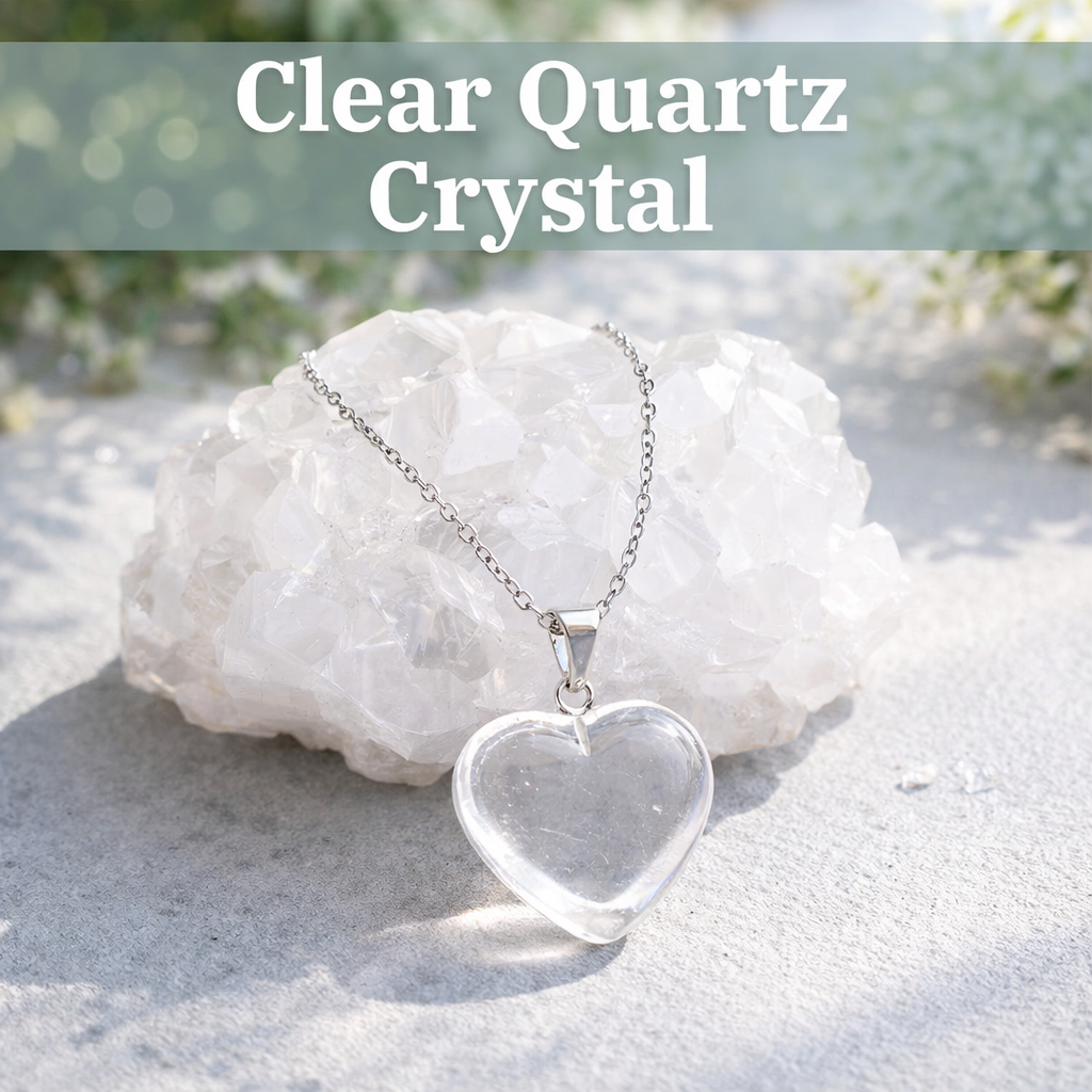 Clear Quartz Heart Pendant Necklace