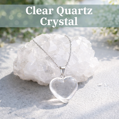 Clear Quartz Heart Pendant Necklace