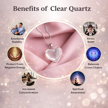 Clear Quartz Heart Pendant Necklace