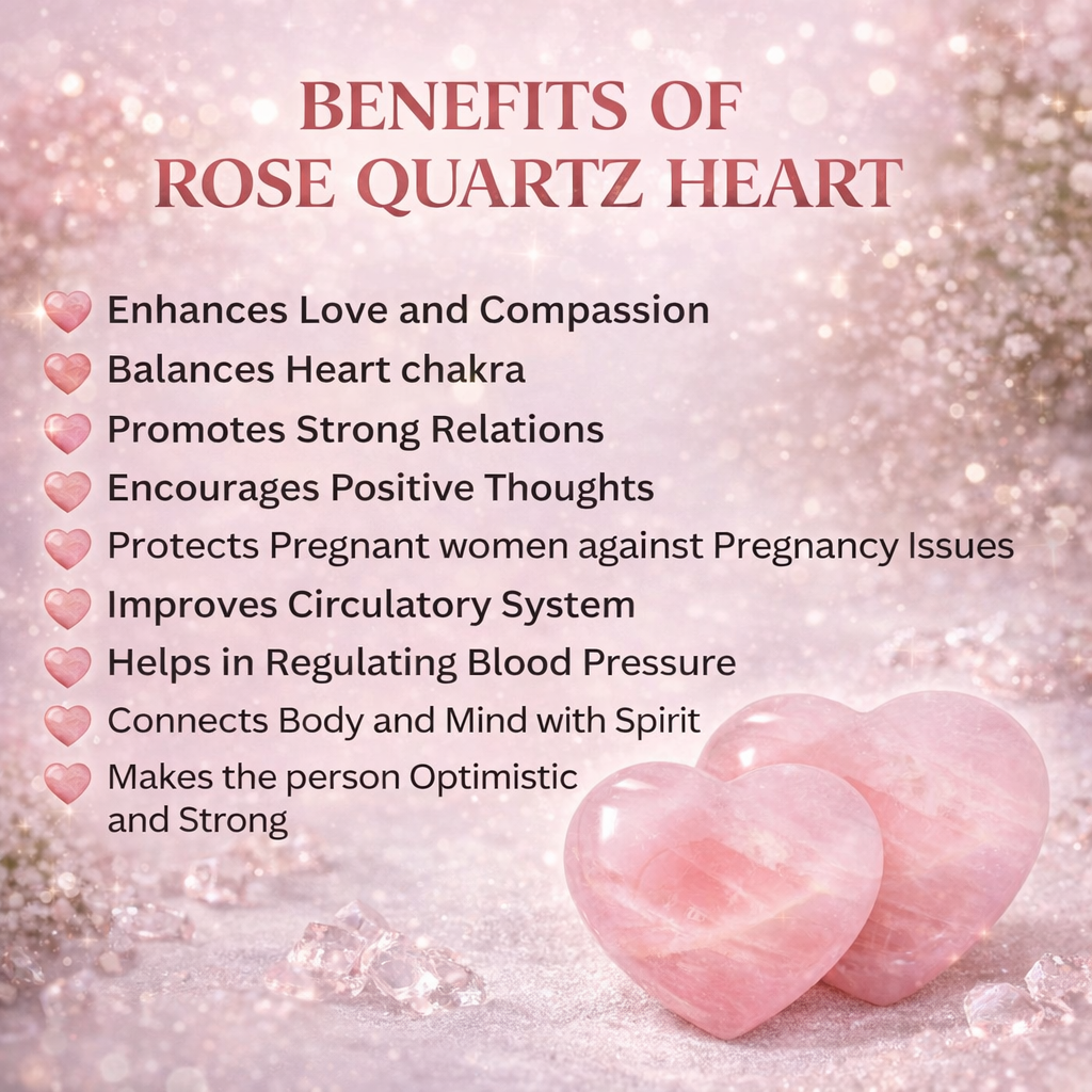 Natural Rose Quartz Heart Shaped Crystal Stone