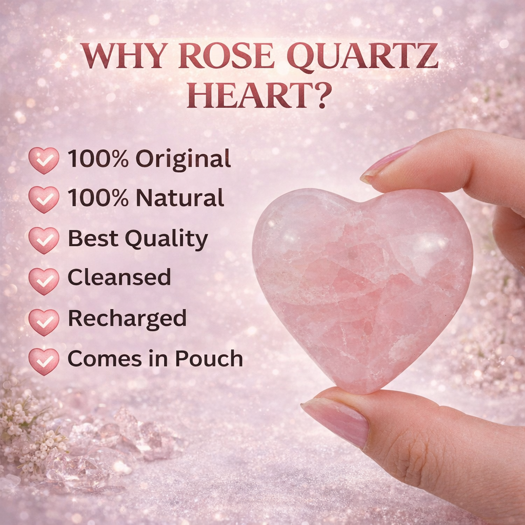 Natural Rose Quartz Heart Shaped Crystal Stone