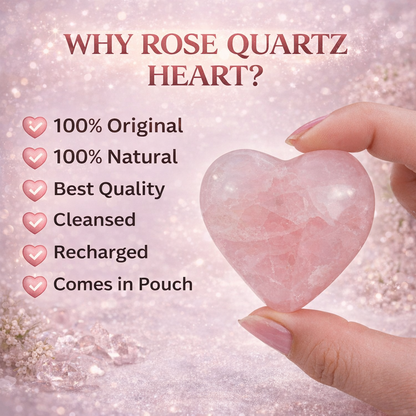 Natural Rose Quartz Heart Shaped Crystal Stone