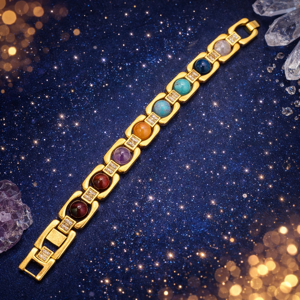 7 Chakra Gold Plated Bracelet