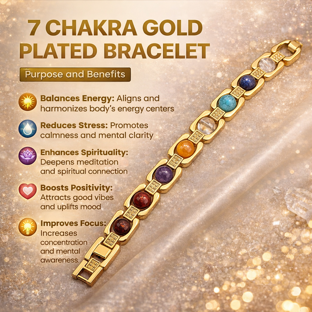 7 Chakra Gold Plated Bracelet